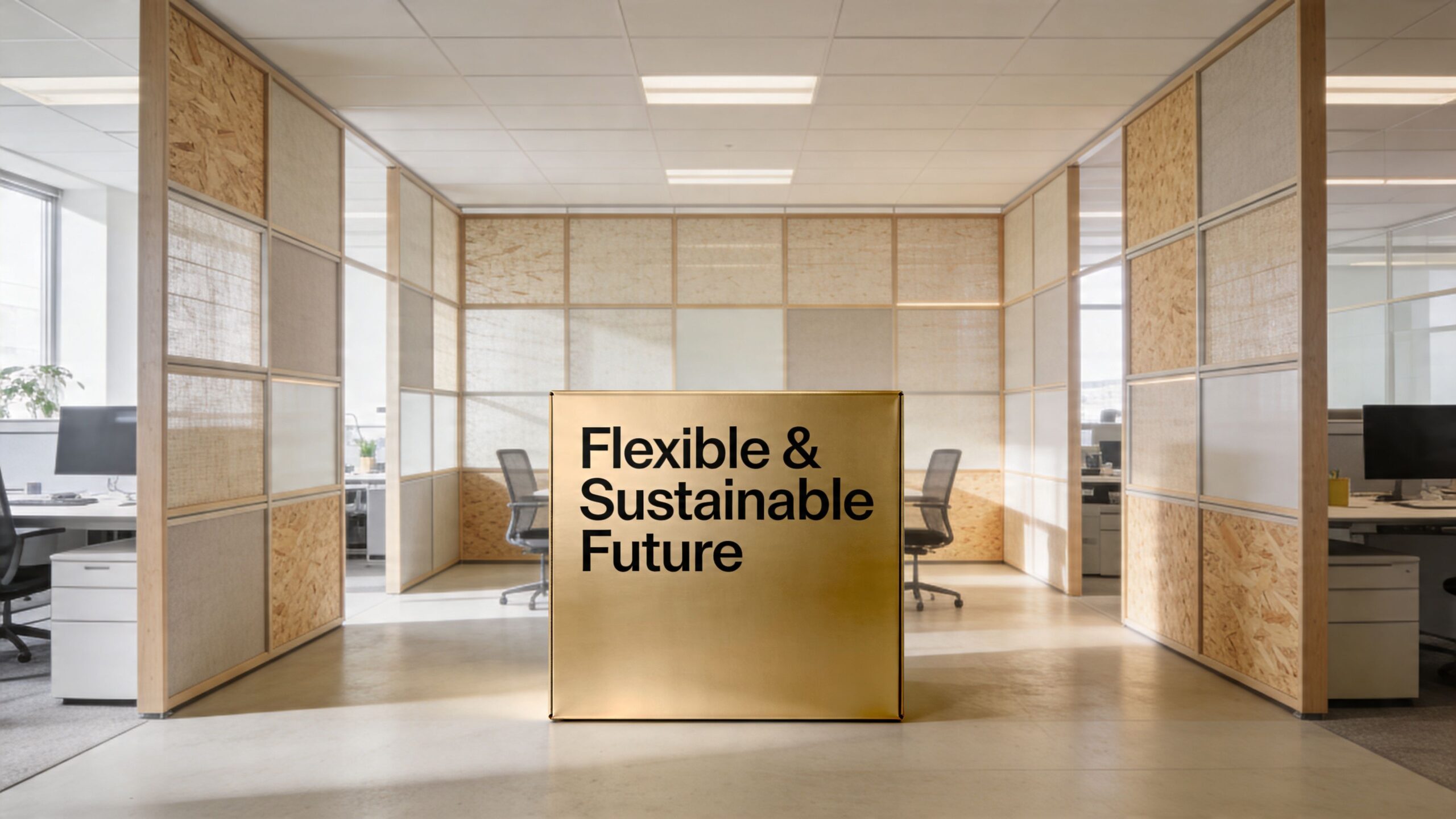 open plan office with partitioning walls for a flexible and sustainable future