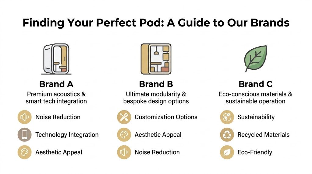 chart on how to find your perfect office pod using our brands