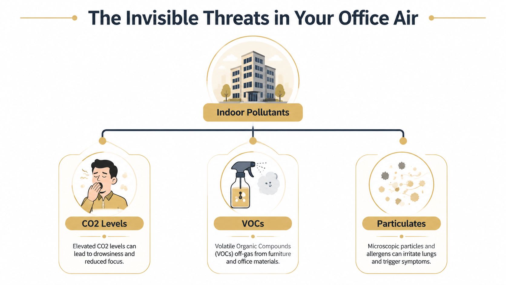 infographic showing invisible indoor air pollutants